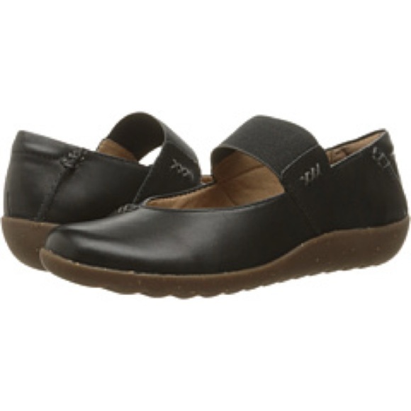 Women’s CLARKS Medora Elie black leather ballet flats- Size 7.5 - Picture 1 of 9